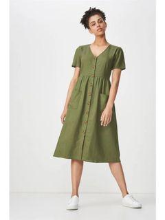Woven Gigi Button Through Midi Dress - Cotton On