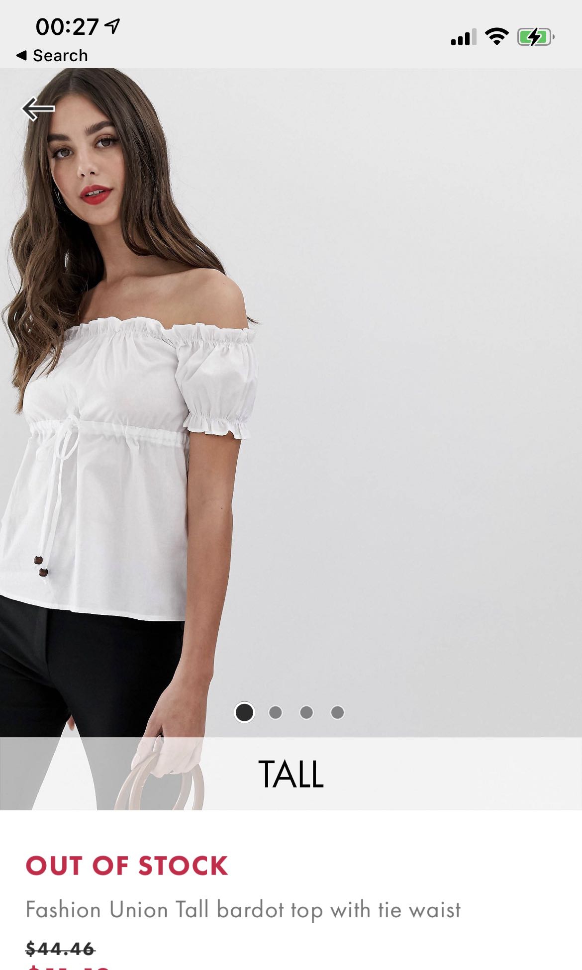 asos white off the shoulder top