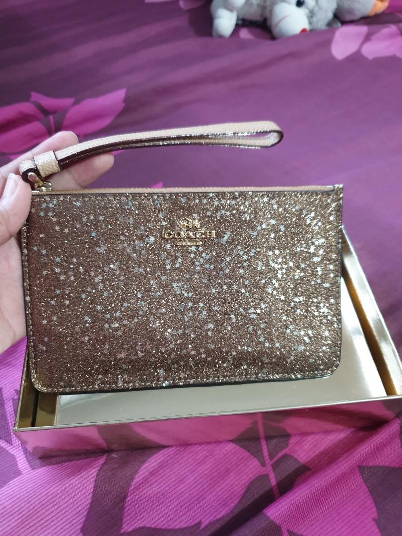 Authentic Coach Glitter Wristlet, Women's Fashion, Bags & Wallets, Wallets  & Card holders on Carousell