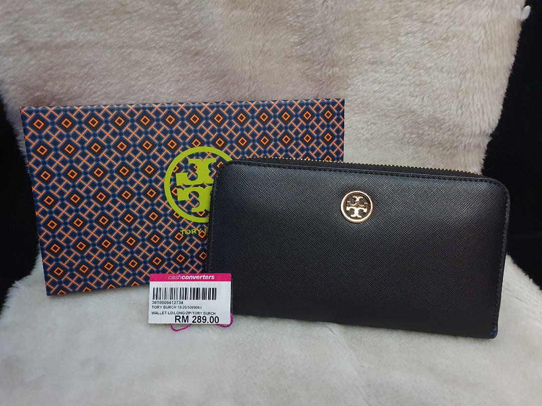 Authentic TORY BURCH ROBINSON ZIP AROUND CONTINENTAL WALLET Ladies (BLACK),  Women's Fashion, Bags & Wallets, Purses & Pouches on Carousell