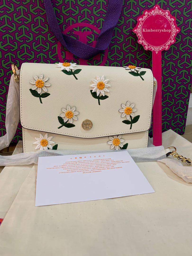 Authentic Tory Burch Robinson daisy floral collection, Luxury, Bags &  Wallets on Carousell
