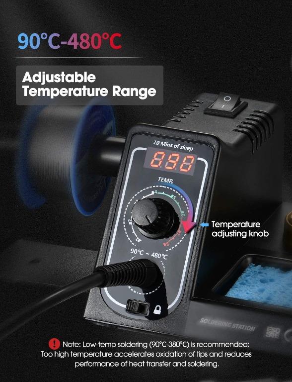 BNIB Holife DS038B Soldering Iron Station 60W Professional Soldering Station with Adjustable Temperature 90 C to 480 C Temperature Lock
