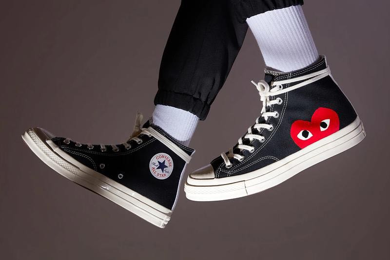 black cdg converse high top