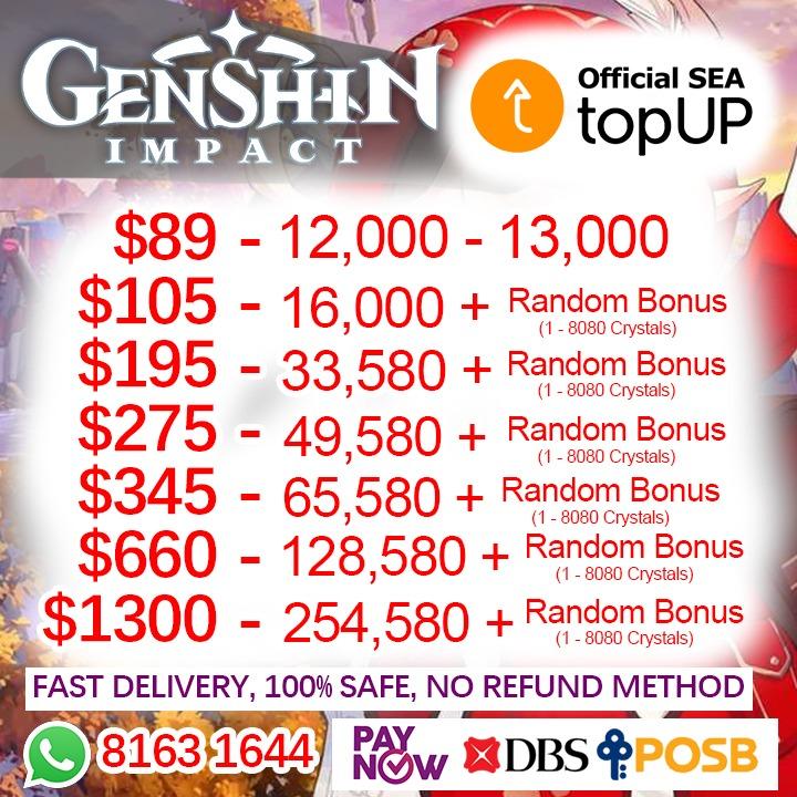 Cheap Genshin Impact Crystals Top Up Topup Toys Games Video Gaming In Game Products On Carousell