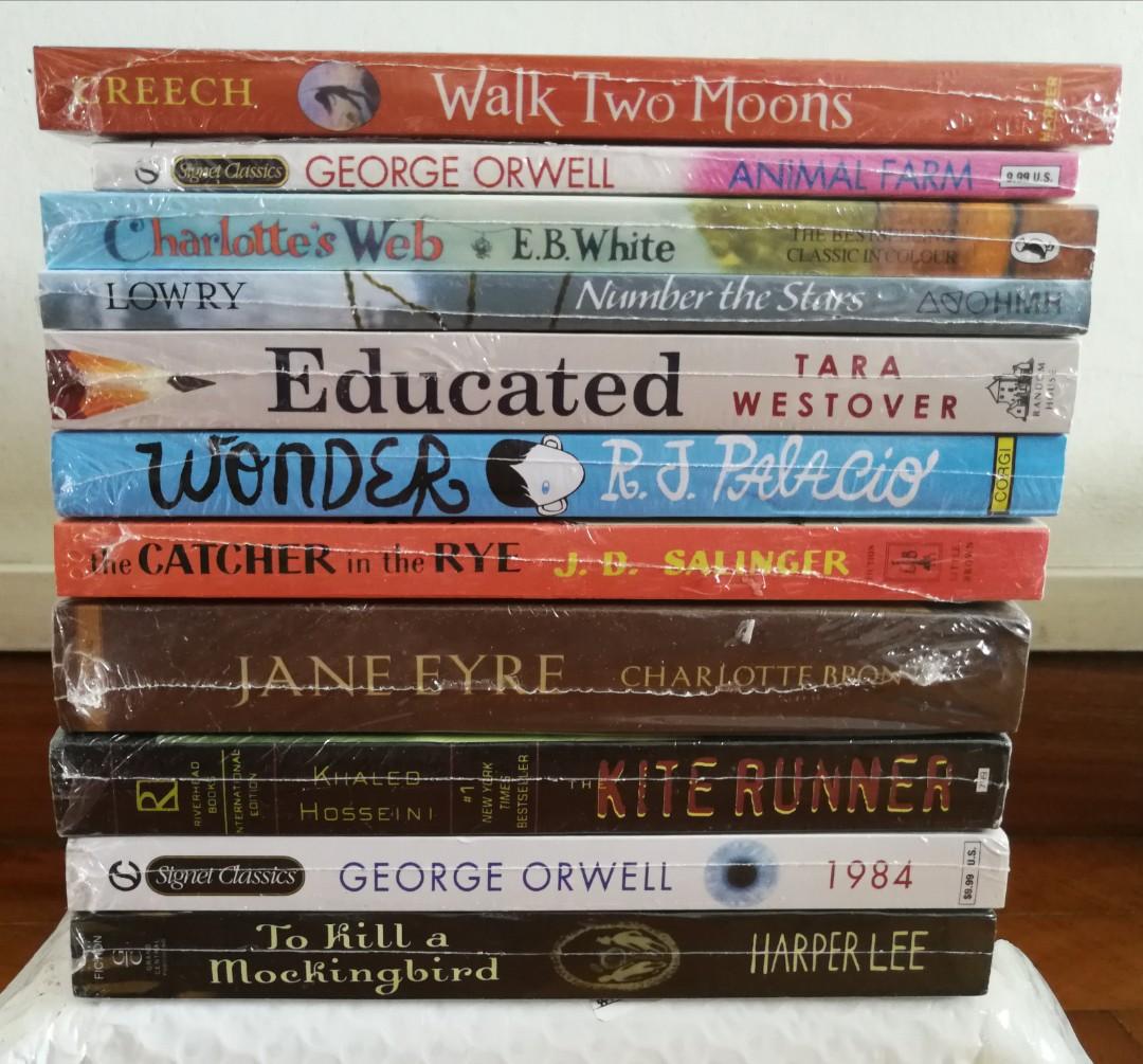 Classics Award Winning Books English Literature Books Charlotte S Web Kite Runner Animal Farm Holes Number The Stars Educated The Catcher In The Rye To Kill A Mockingbird 1984 Books Stationery Fiction On Carousell