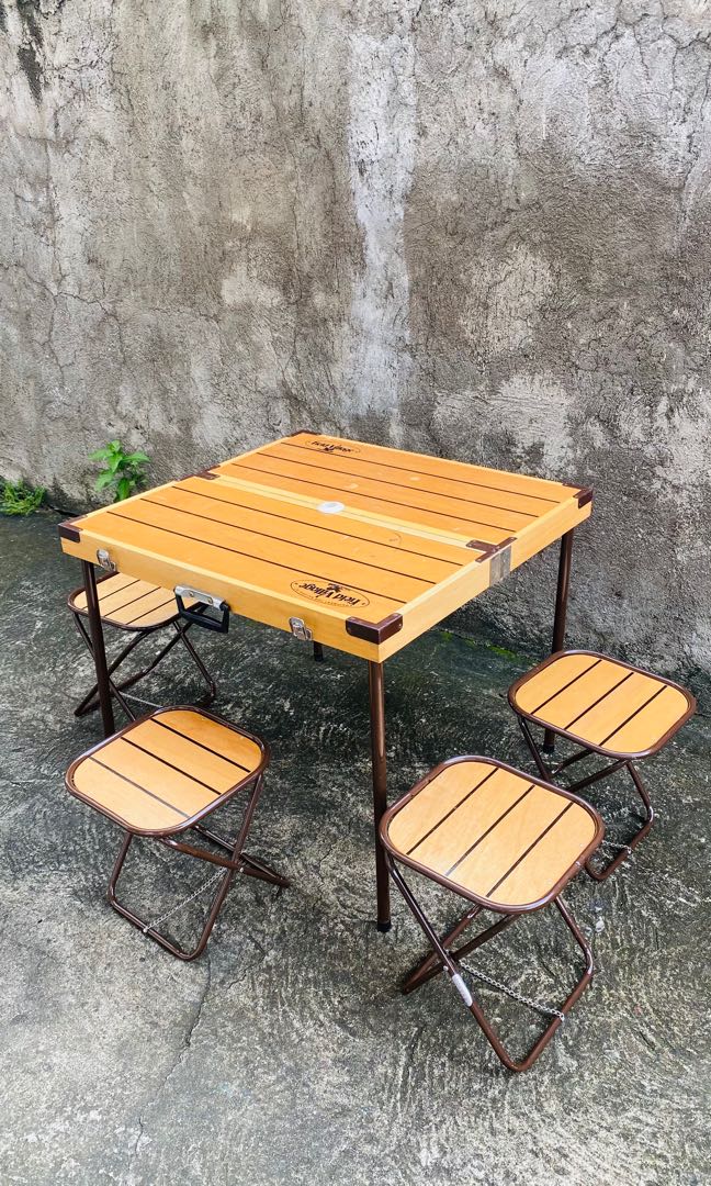 foldable/handy picnic table with 4 stools, Furniture & Home Living ...