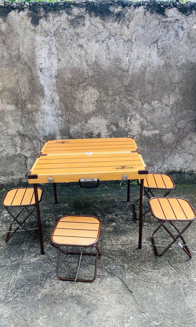 foldable/handy picnic table with 4 stools, Furniture & Home Living ...