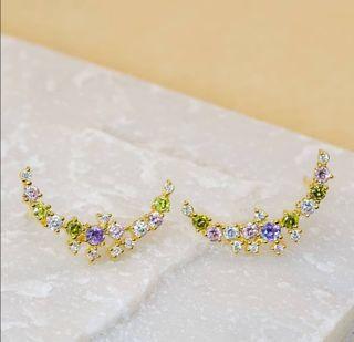 Gemstone Moon Earrings