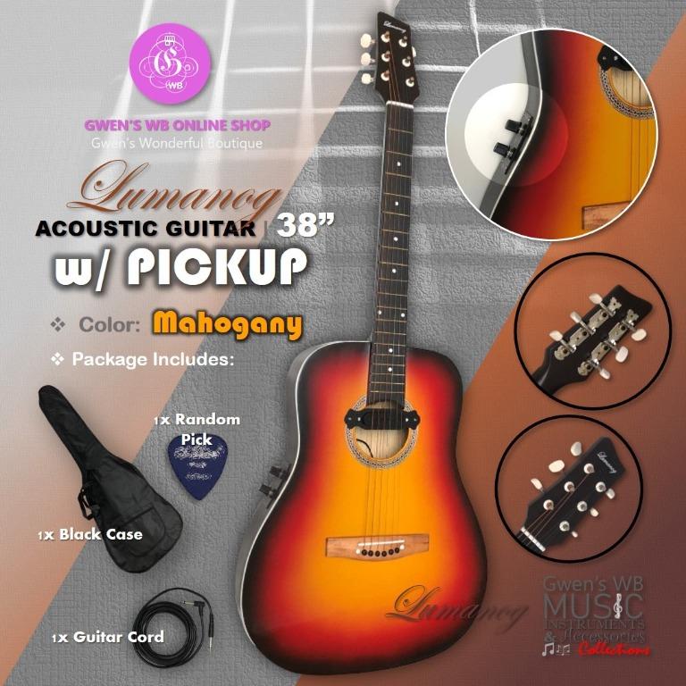 Gwen s Music Instruments Acoustic Guitar 38 inch Lumanog with PICKUP Hobbies Toys Music Media Musical Instruments on Carousell