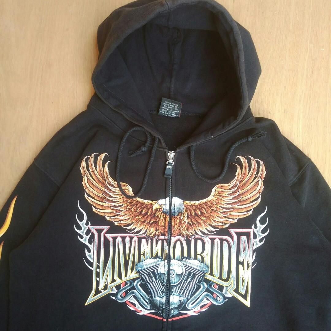 Hoodie Rock Eagle Not Harley Davidson Fesyen Pria Pakaian Baju Luaran Di Carousell