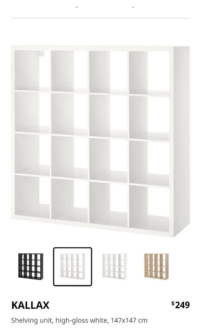 Ikea Kallax high gloss white shelving unit, Furniture & Home Living ...