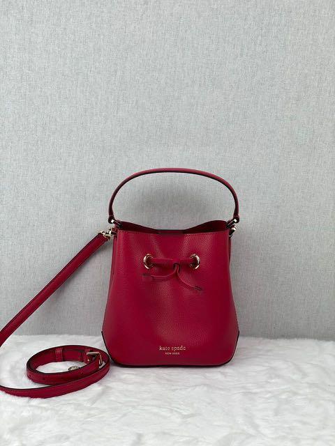 Kate Spade Eva Small Bucket Crossbody in Red Cake, Luxury, Bags & Wallets  on Carousell