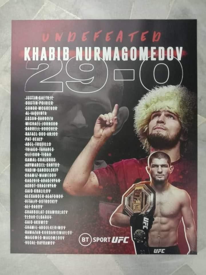 Khabib Nurmagomedov Poster Undefeated 29 0 Wall Art Home Furniture Home Decor On Carousell