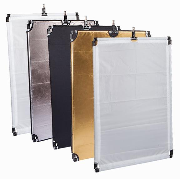 Light diffusion cloth/4 colour reflector with collapsible flag frame ...