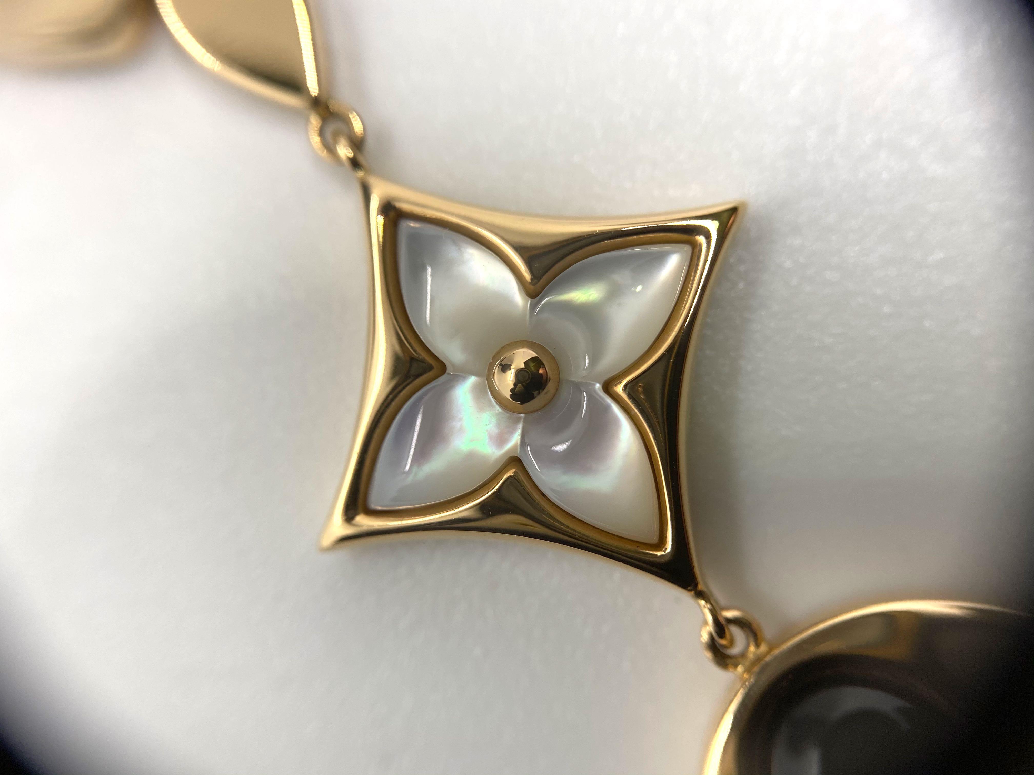 Louis Vuitton 18K Onyx & Diamond Color Blossom Lariat Necklace