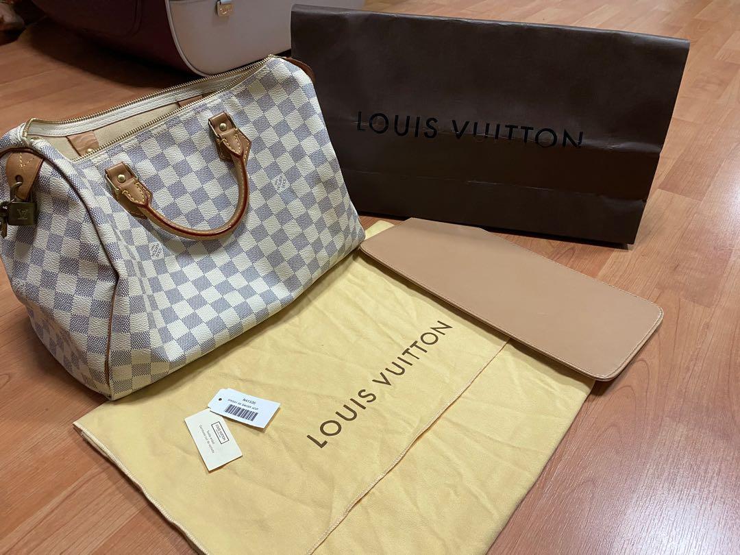 Louis Vuitton Limited Edition Caramel Monogram Stone Denim Speedy Bandouliere  35 Bag  Yoogis Closet