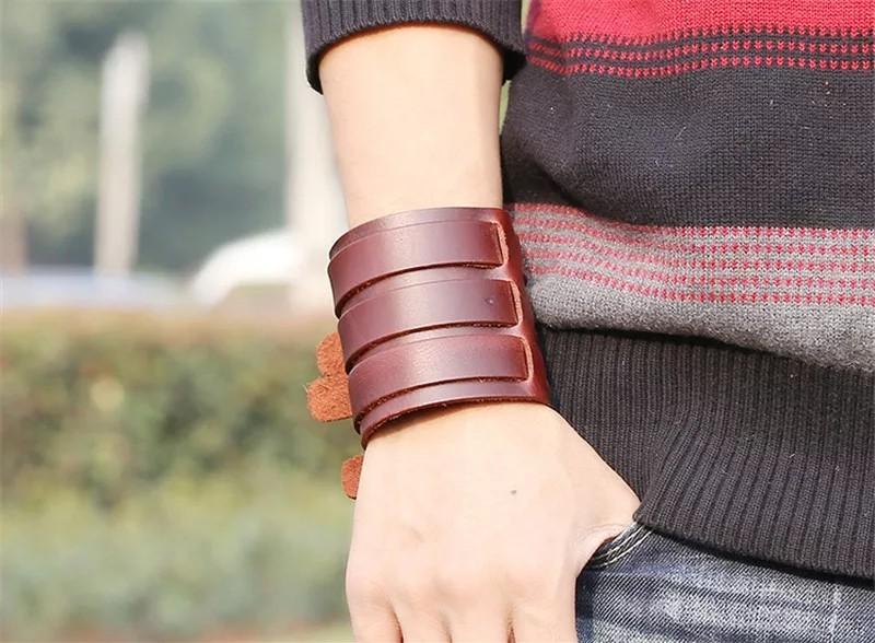Mens large leather bracelets new arrivals