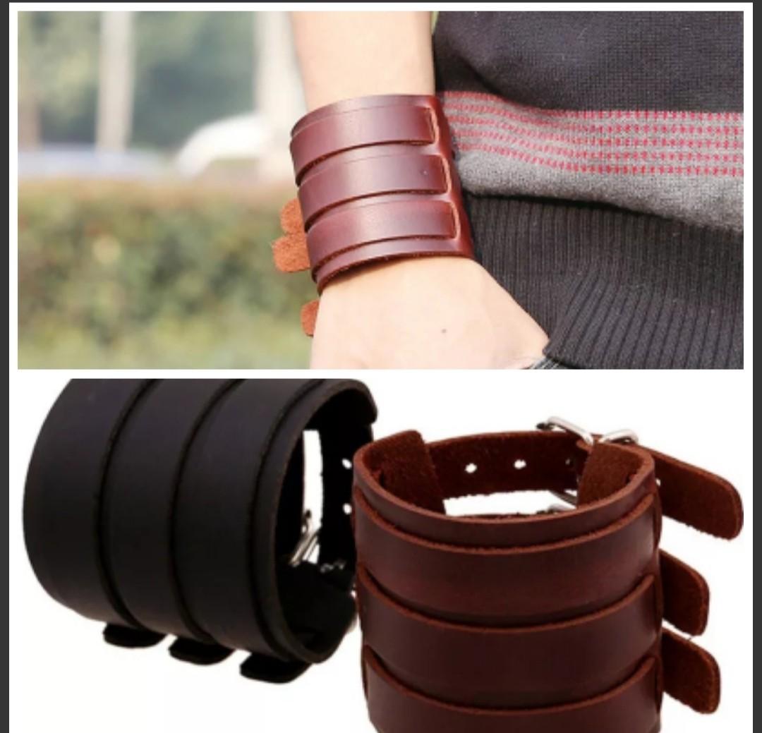 Mens large leather bracelets shop
