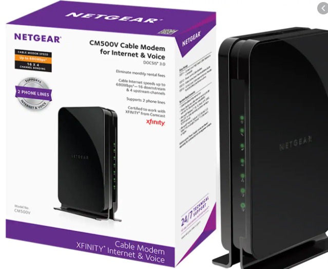 Netgear Cm500v 16x4 Docsis 3 0 Cable Modem With Telephone Jack Computers Tech Parts Accessories Cables Adaptors On Carousell