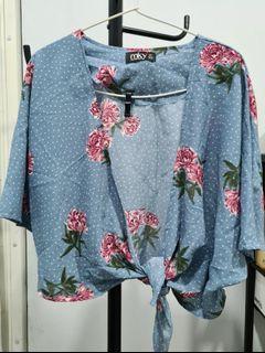 Outer Croptop Pantai Biru Floral - Mky Clothing