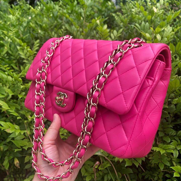 Chanel Classic Hot Pink 10 Med Double Flap Bag with GHW  AWL1365   LuxuryPromise