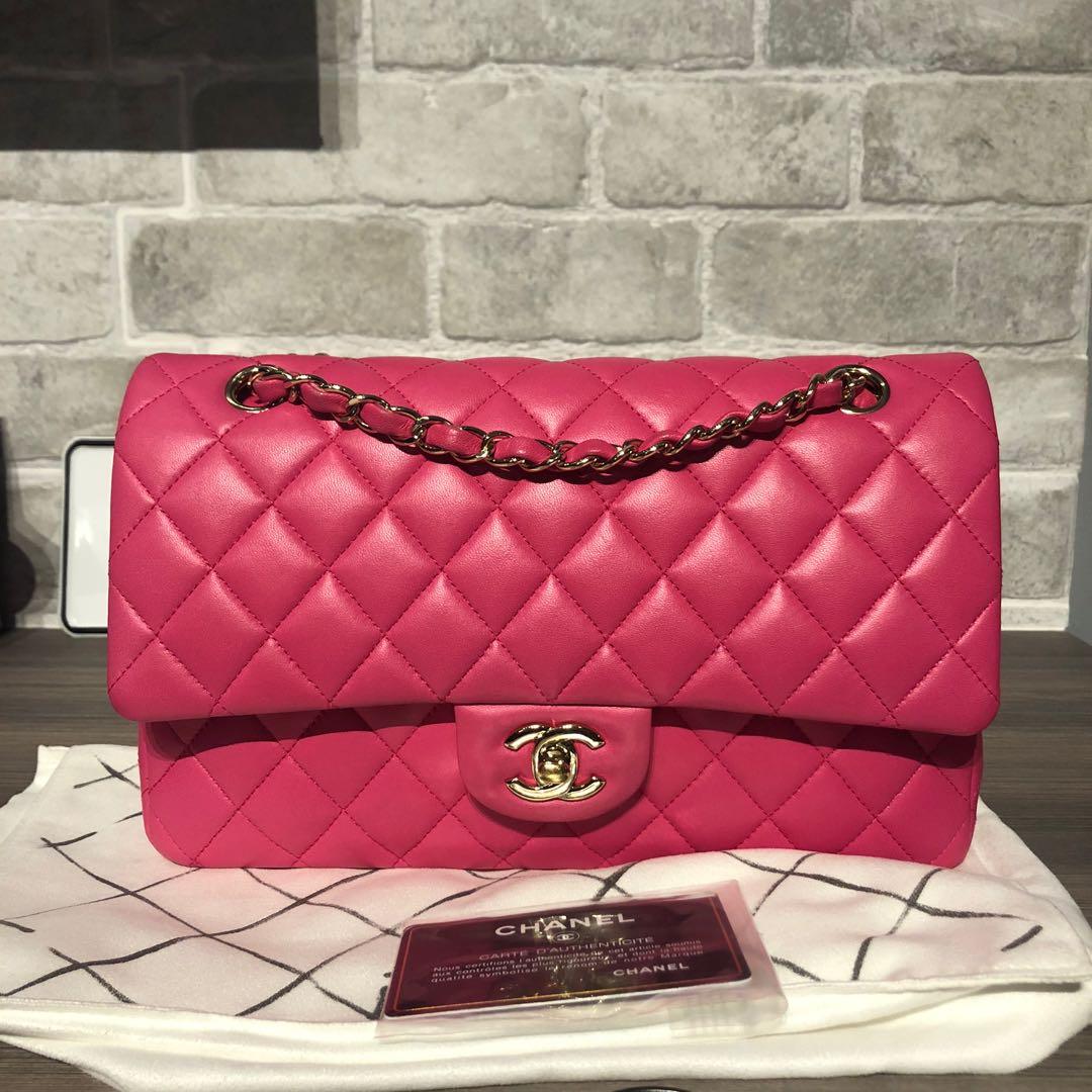 RARE* Authentic Chanel Barbie Pink Medium Classic Flap Bag with