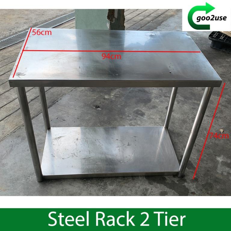Stainless Steel Rack 2 Tier With Lockable Wheels, Furniture & Home ...