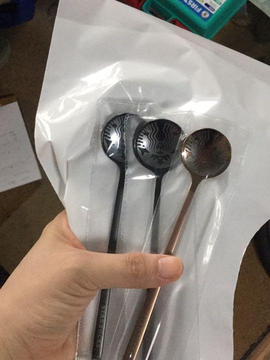 starbucks coffee spoon (Category: Beverages) located in Manila. Submitted by ajmerch91 (Listing ID 1045315994, Image 1). Description: starbucks coffee spoon avalable colors: black and copper 304 stainless steel 15cm .