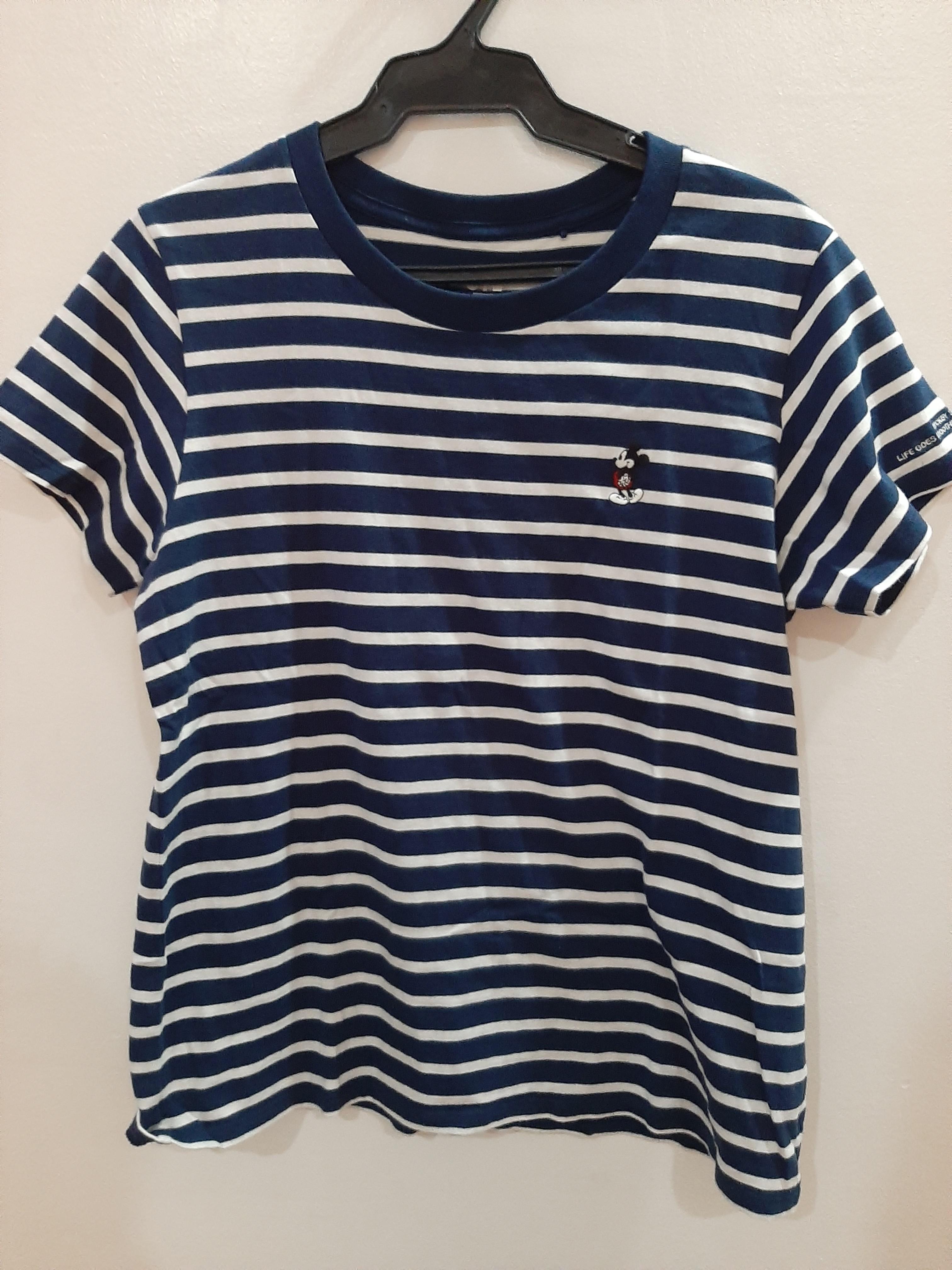 Striped Tee w/ Embroidery (UNIQLO) (Category: Blouses) located in Quezon City. Submitted by ixc_911 (Listing ID 1045333334, Image 3). Description: Fits Medium to Semi-Large Frames Comfortable Fabric Has a Mickey Mouse Embroidery Condition: 10/10 Price is Negotiable!.