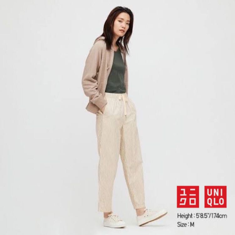 UNIQLO Cotton Relax Ankle Pants (Striped), Women's Fashion, Bottoms, Other  Bottoms on Carousell