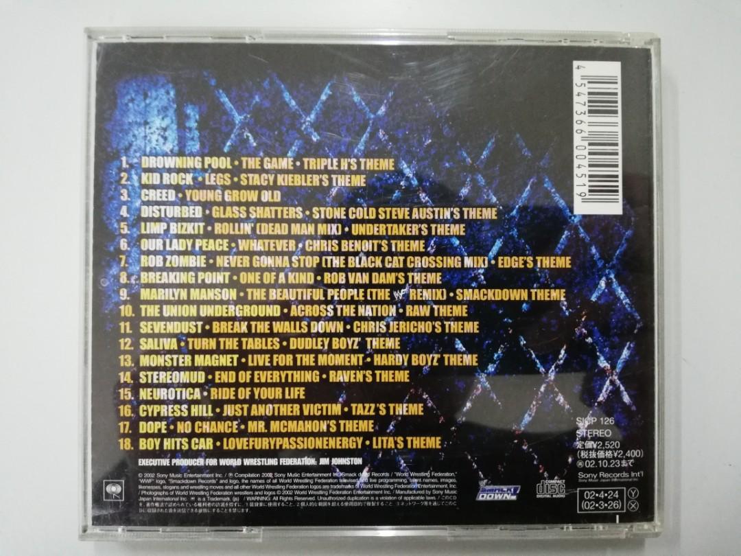 World Wrestling Entertainment Theme Cds (Category: CDs & DVDs) located in Manila. Submitted by gpin2020 (Listing ID 1045355084, Image 2). Description: WORLD WRESTLING FEDERATION CDS Rock and Rap versions of the Official World Federation Superstar Themes from Kid Rock, Drowning Pool, Marilyn Mansoon, Run DMC,Snoop Dogg and many more.... WWF FORCEBLE ENTRY WWF AGGRESSION WWF THE MUSIC VOLUME 3 WWF THE MUSIC VOLUME 4 WWF THE MUSIC VOLUME 5 WWF THE M