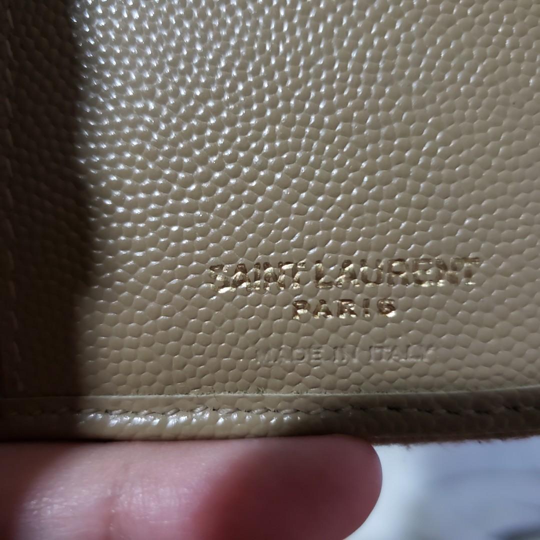 AUTHENTIC YSL MONOGRAM COMPACT ZIP AROUND WALLET IN GRAIN DE POUDRE