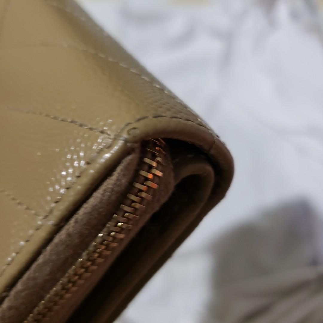 AUTHENTIC YSL MONOGRAM COMPACT ZIP AROUND WALLET IN GRAIN DE POUDRE