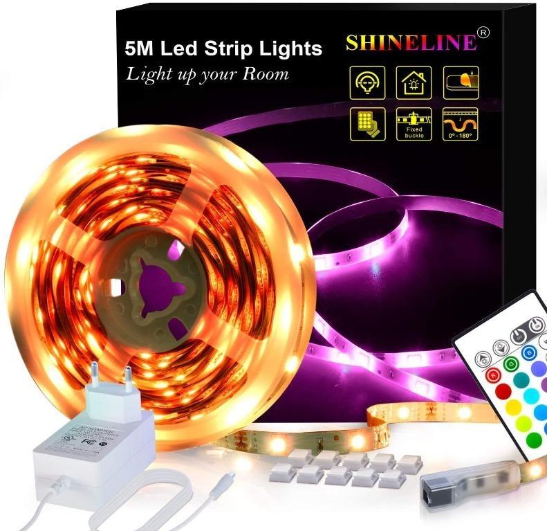 SHINELINE 16.4Ft RGB SMD 5050 Dimmer Colour Changing Kit w LED Strips Lights 5M 