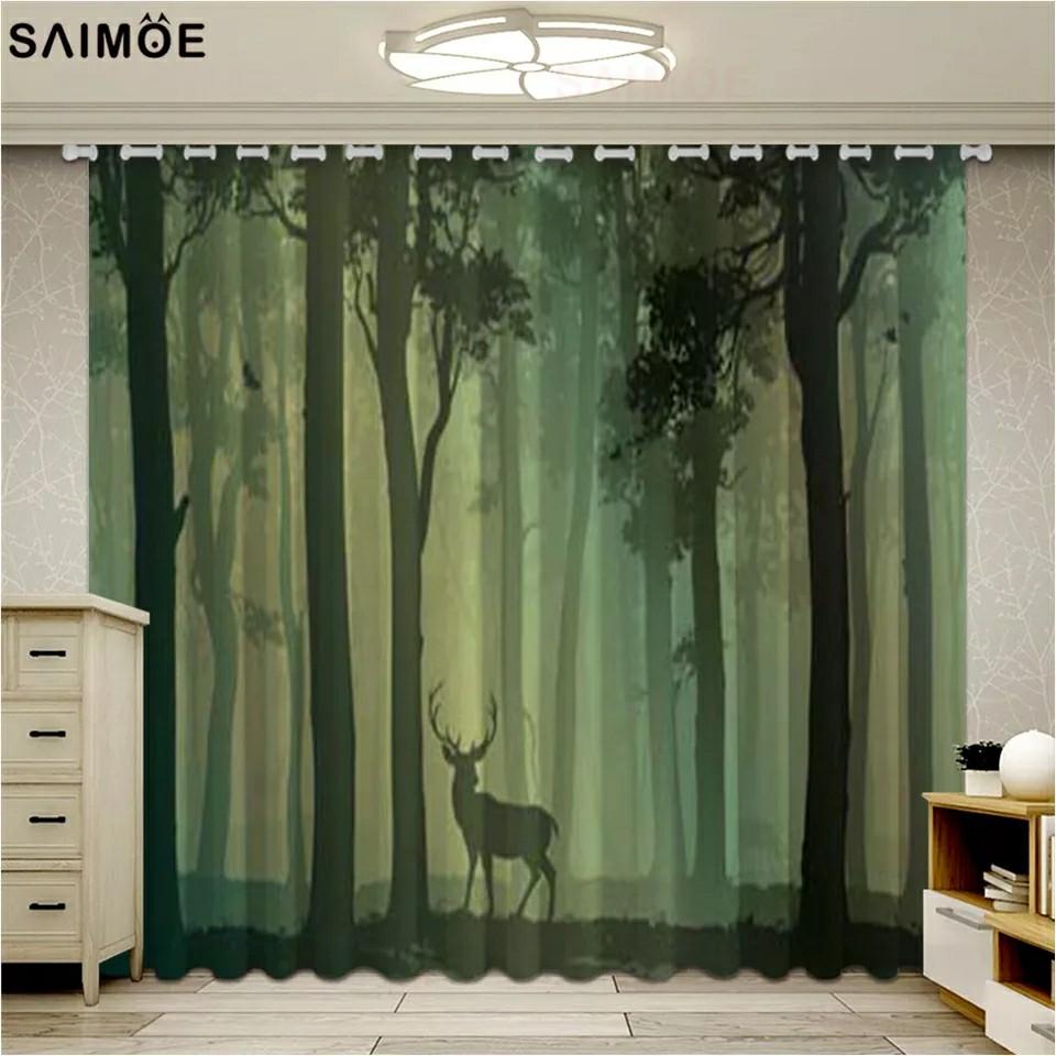 Sunlight The Forest Scenery Window Curtains Drapes Livingroom Home Decor