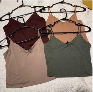 4 cropped satin camis