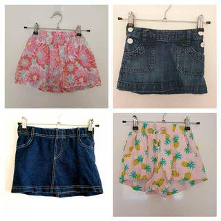 4 preloved size 3 girls summer skirts Gap Denim Target H&T Mobi Minors