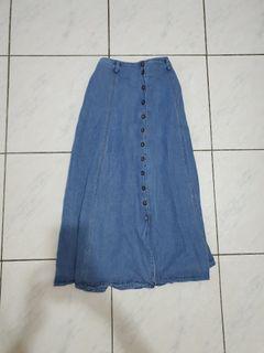 日本古著高腰排釦牛仔傘裙 vintage  #二手拍 #換季