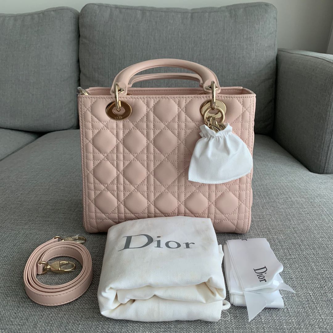 Authentic Brand New Lady Dior in Powder Pink GHW Medium Size, Women's ...
