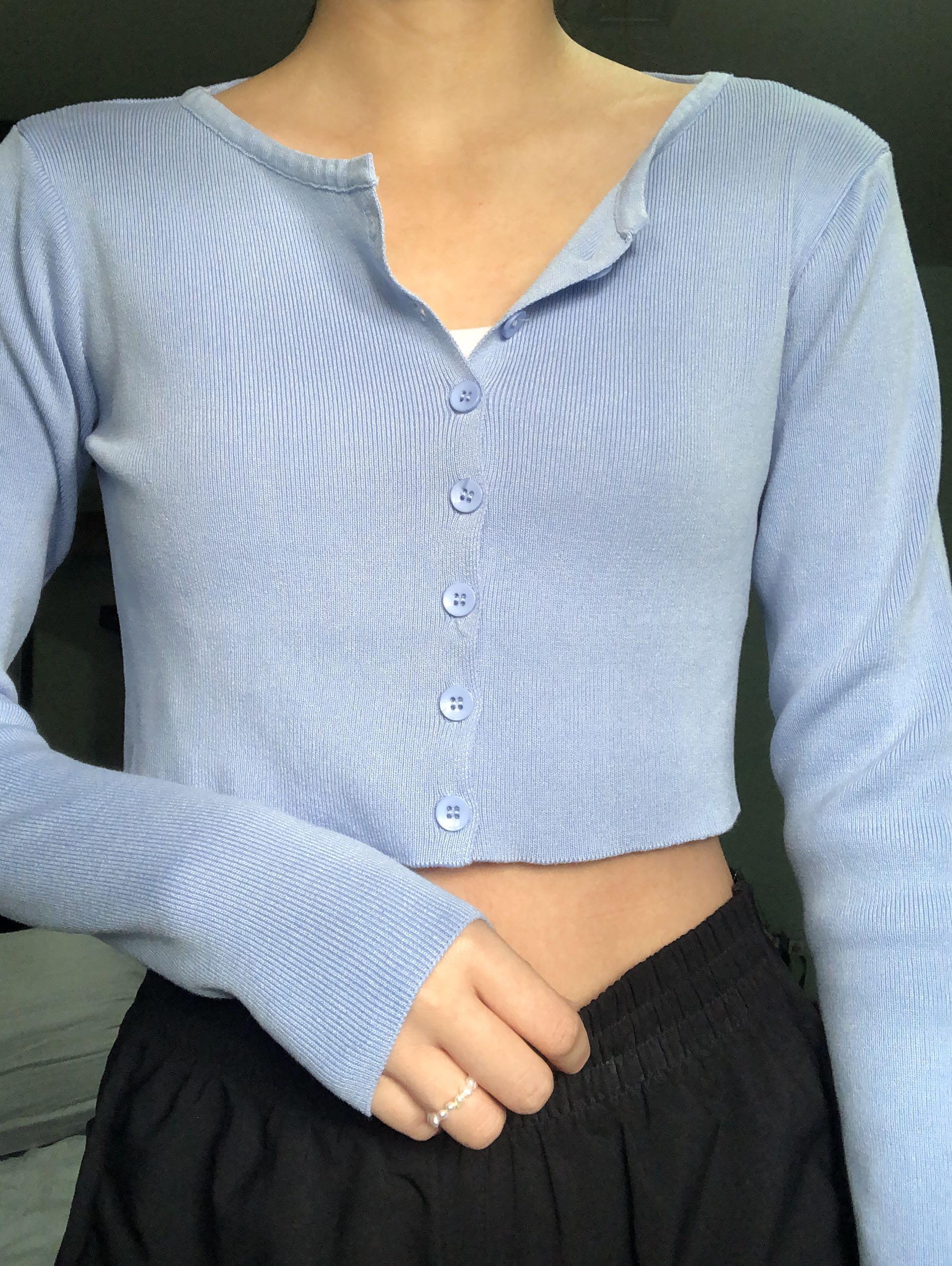 Cropped button up cardigan clearance