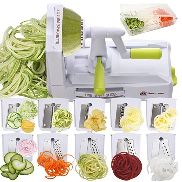  Spiralizer 7-Blade Vegetable Slicer, Strongest-and-Heaviest Spiral  Slicer, Best Veggie Pasta Spaghetti Maker for Keto/Paleo/Non-Gluten, Comes  with 4 Recipe Ebooks: Kitchen Small Appliances: Home & Kitchen