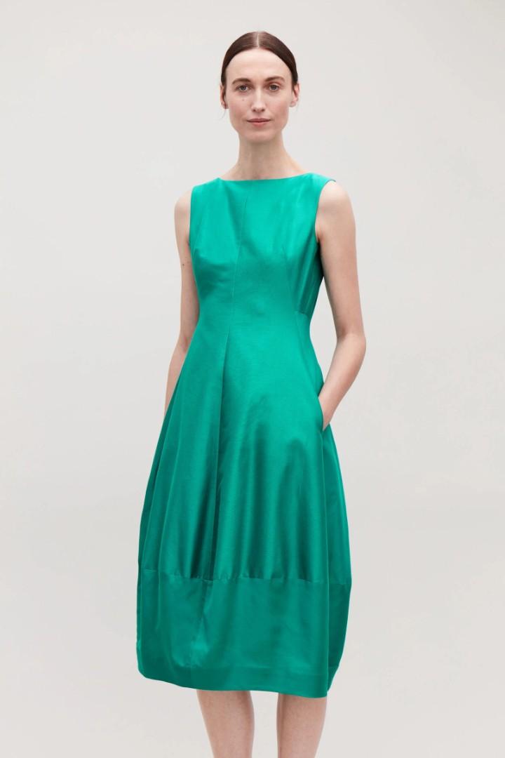 cos green silk dress