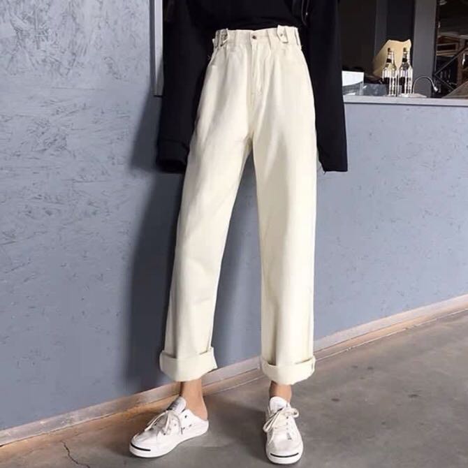 Cream mum jeans clearance