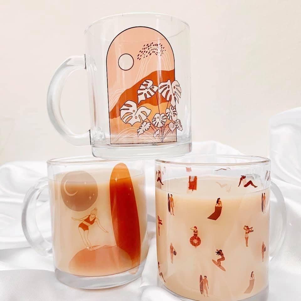 Japanese Sakura Glass Coffee Mug Cute Cat Deer Rabbit Tea Mug Heat