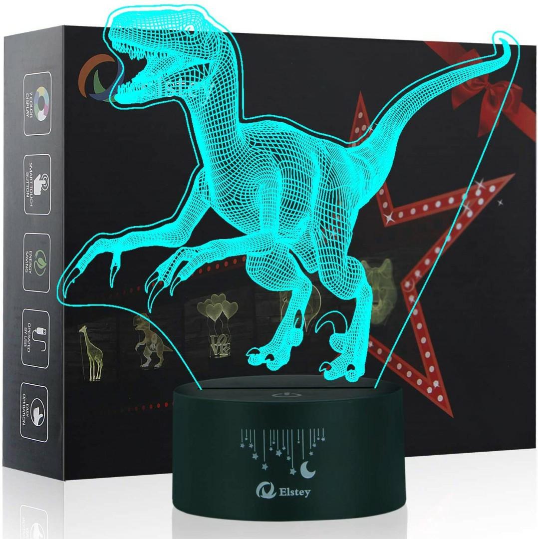 dinosaur 3d night light touch table desk lamp