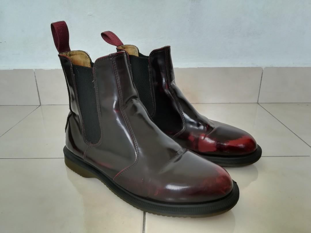 Dr Martens Flora Burgundy Chelsea Boots Men s Fashion Footwear