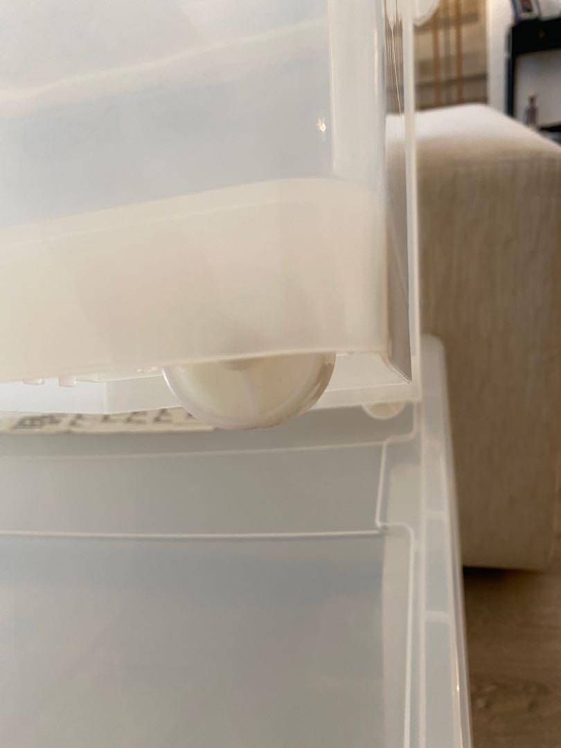 Extra large IKEA plastic storage boxes with rolling wheels, Furniture