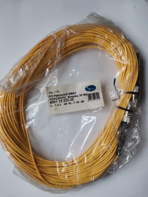 Fiber Optic Patchcord SMA2 FCPC/FCPC Simplex - 30 meters (Category: Cables & Adaptors) located in Pateros City. Submitted by bnstrade (Listing ID 1011221076, Image 1). Description: CLEARANCE SALE * Fiber Optic Patchcord SMA2 FCPC/FCPC Simplex * 30 meters = 1700 Php * ONLY 9 pcs available * Applications: CATV ,LAN & WAN , Network , Broadband and FTTx .