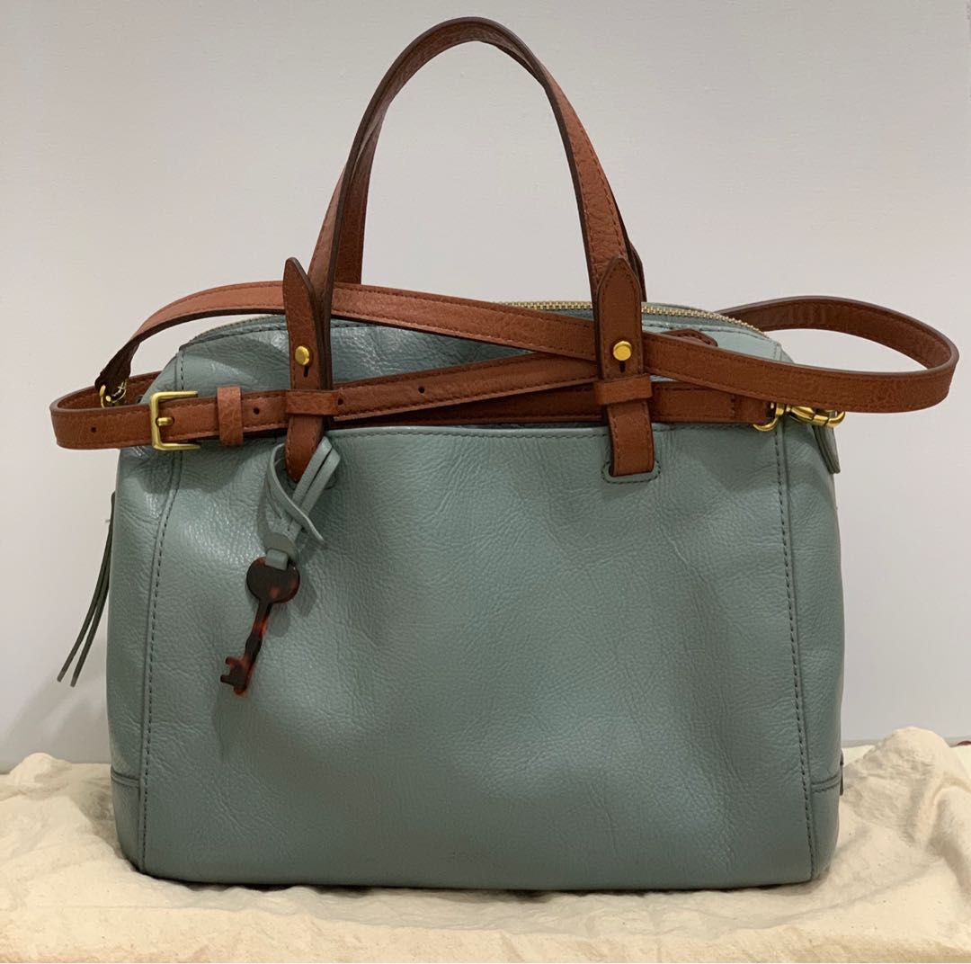 Fossil Rachel Satchel Chambray Genuine Leather almost new