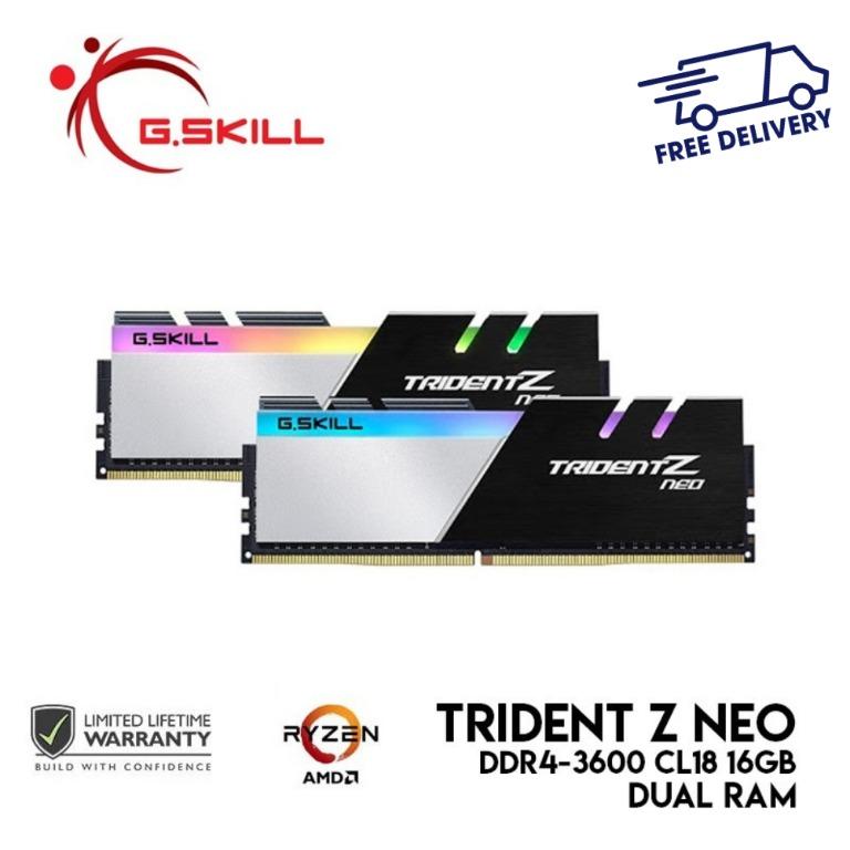 G Skill Trident Z Neo For Amd Ryzen Series 16gb 2 X 8gb 288 Pin Rgb Ddr4 Sdram 3600mhz Desktop F4 3600c18d 16gtzn Electronics Computer Parts Accessories On Carousell